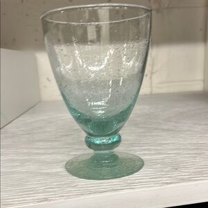 NWOT hand blown Green Glass Goblet